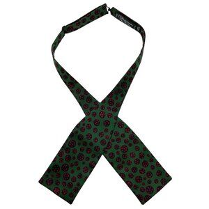 CHARVET Men's 100% Silk LUXURY Self Bow Tie Green Geometric W:2.8" EUC